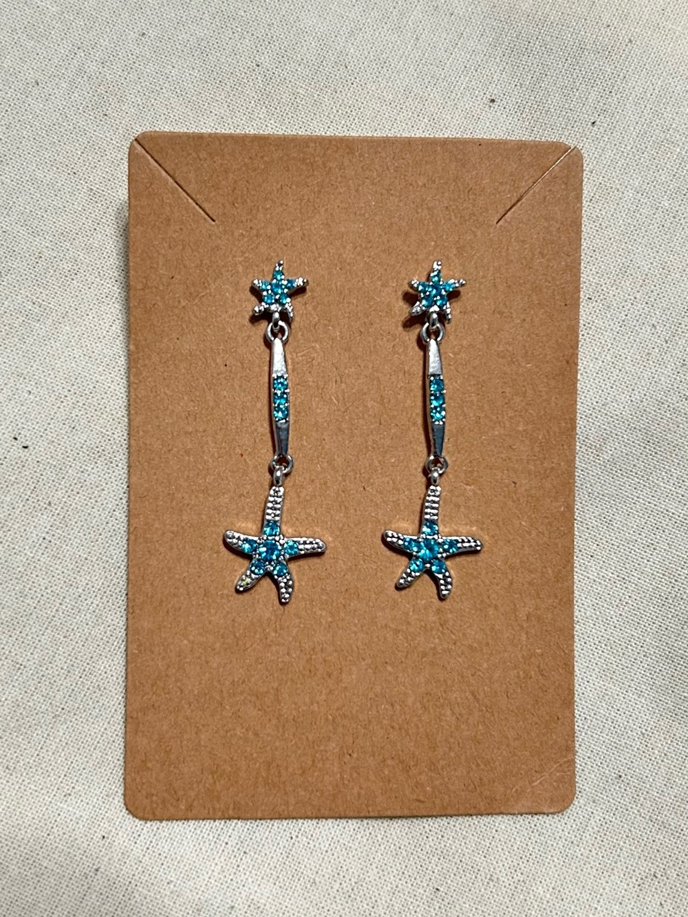 Sterling Silver Blue Starfish Drop Earrings